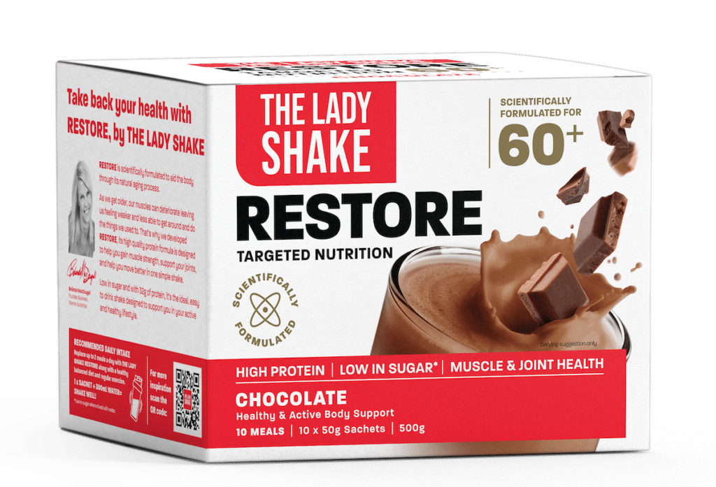 Australia’s leading weight loss brands, The Man Shake and The Lady Shake, unveil ‘Restore’, a new product tailored to baby boomers.